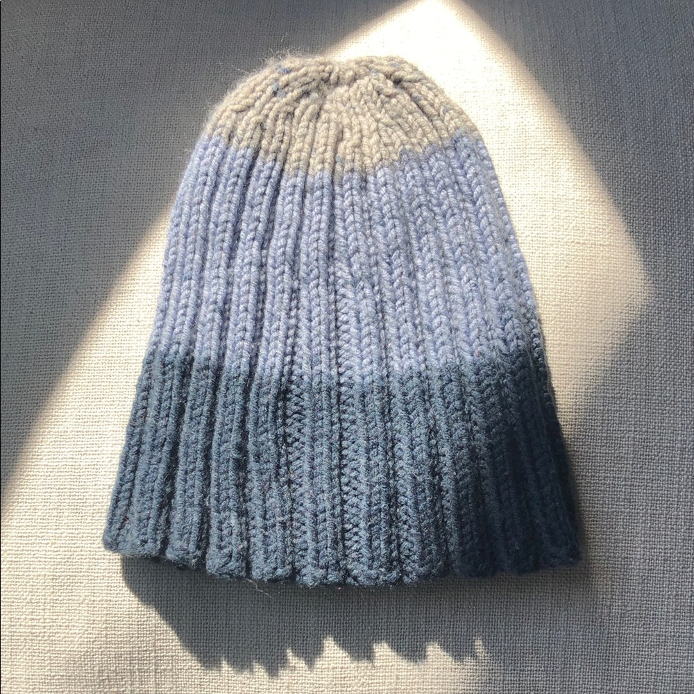 Kids Colorblock Knit Beanie Hat - Blue, Light Blue & Cream